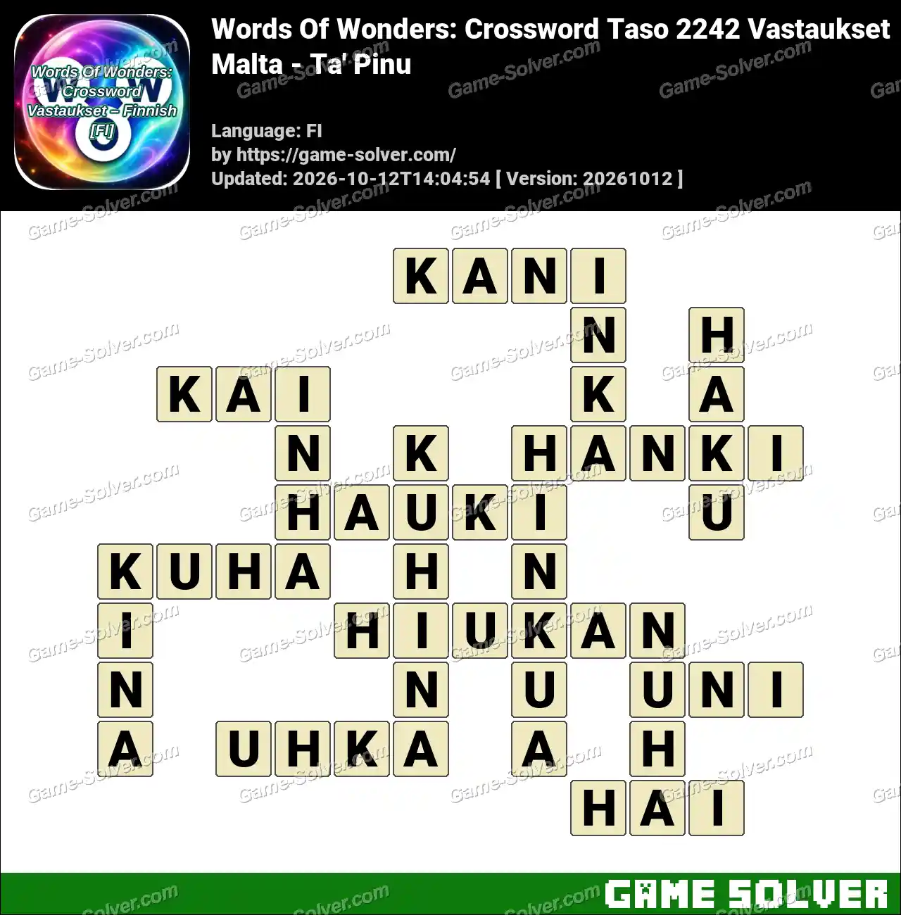 Words Of Wonders: Crossword Taso 2242 Vastaukset – Malta – Ta’ Pinu
